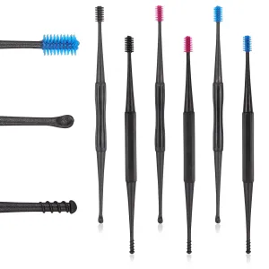6 Pieces Grips Earwax Remover Spiral Silicone Reusable Ear Cleaner Soft Ear Wax Removal Tool Ear Picker Flexible Double Sided Head Ear Wax Removal Kits for Adults Kids