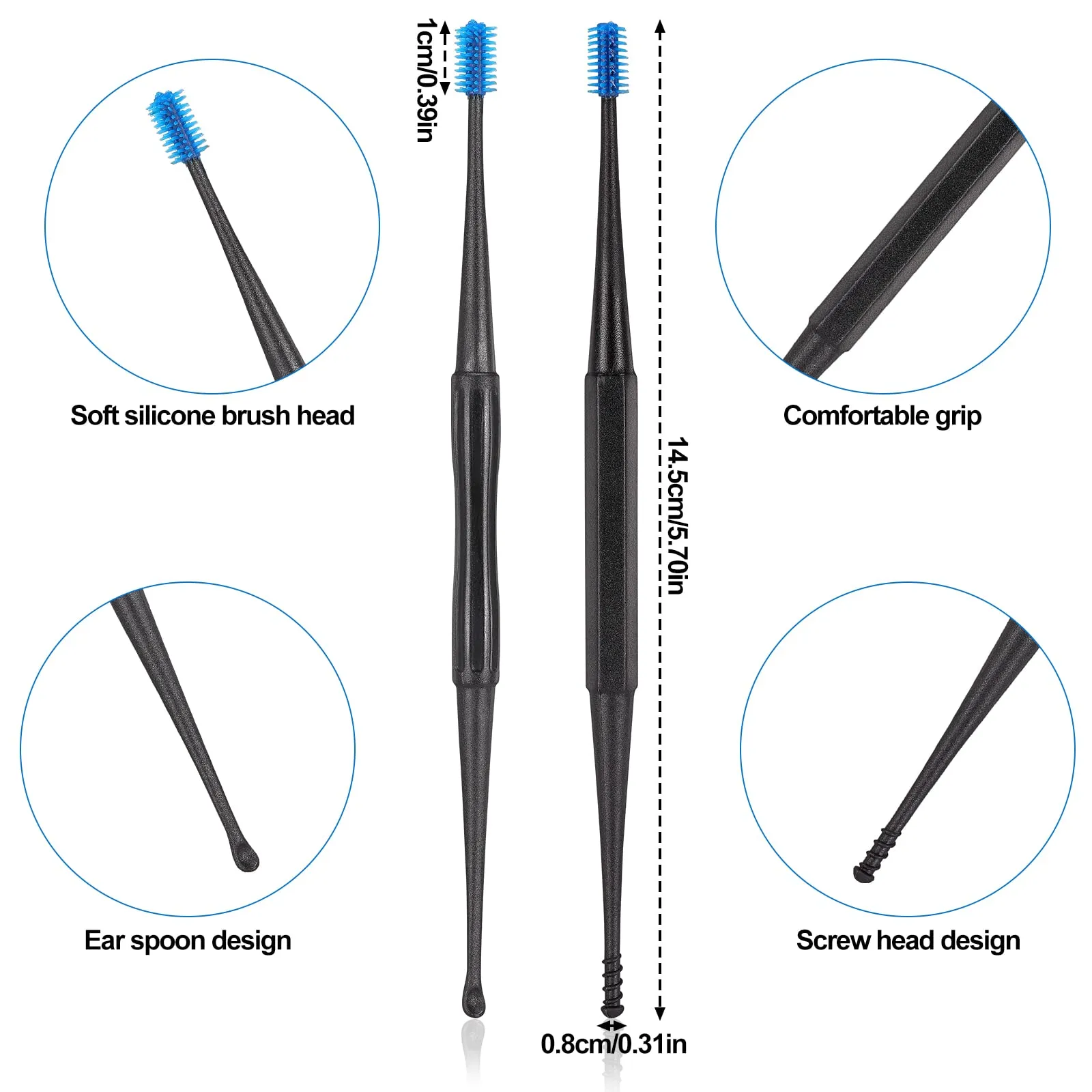 6 Pieces Grips Earwax Remover Spiral Silicone Reusable Ear Cleaner Soft Ear Wax Removal Tool Ear Picker Flexible Double Sided Head Ear Wax Removal Kits for Adults Kids