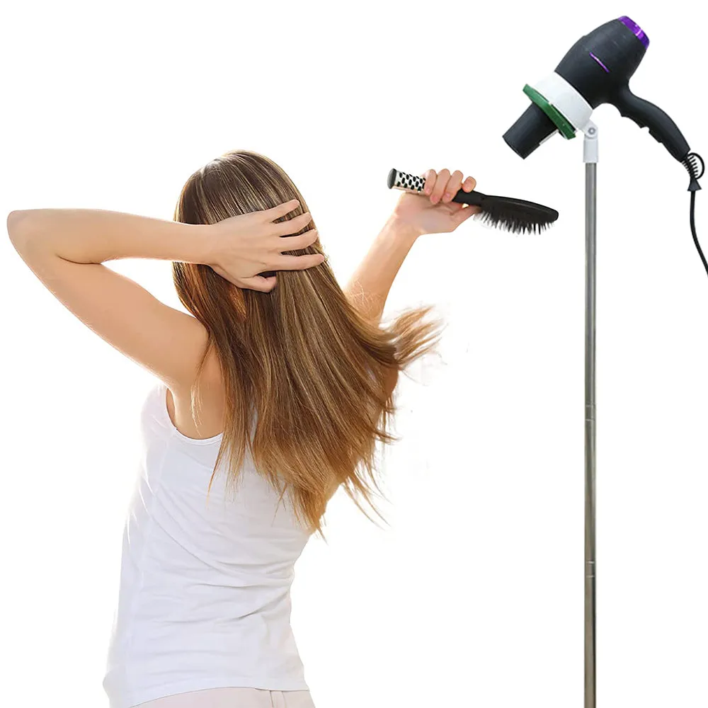 Adjustable Height Hair Dryer Stand 180 Degree Rotatable Hands Free Blow Dryer Holder Phone Holder Green
