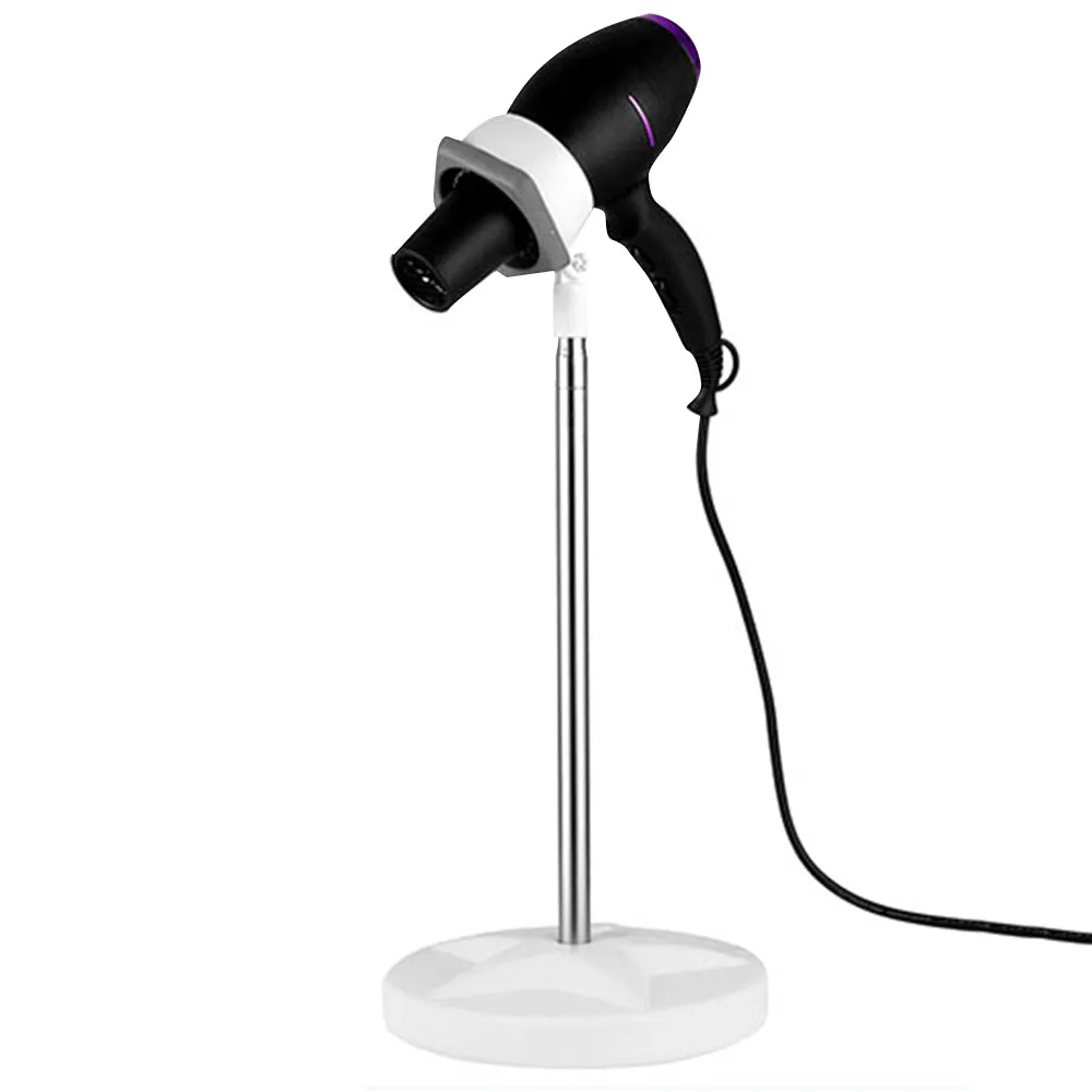 Adjustable Height Hair Dryer Stand 180 Degree Rotatable Hands Free Blow Dryer Holder Phone Holder Grey