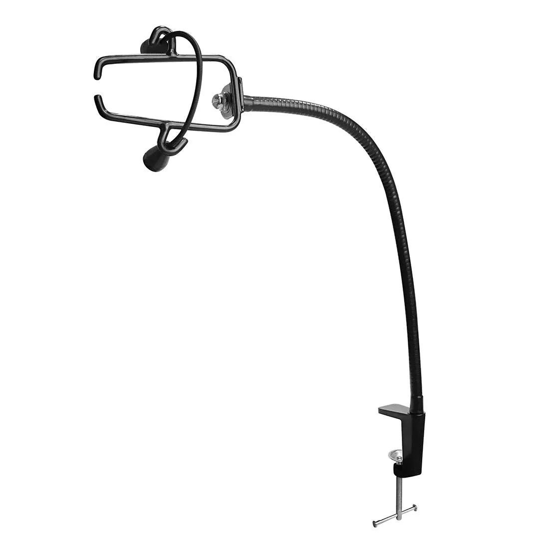 CHRUNONE Hands Free Blow Dryer Holder, Stainless Steel Hair Dryer Stand Clamp Mount for Countertop, Adjustable Hair Dryer Holder for Dog Grooming Table Arm with Clamp (Black)