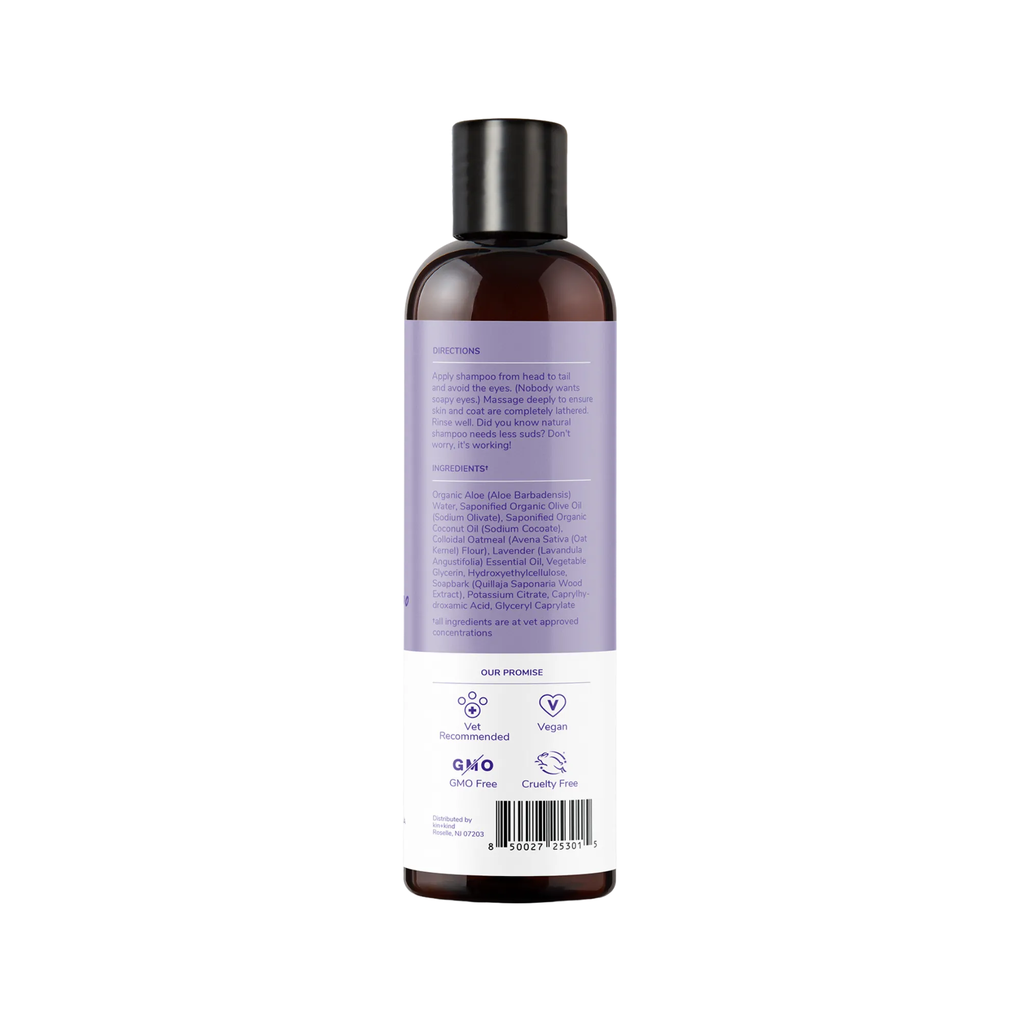 Kin Kind Oatmeal Natural Shampoo for Dogs & Cats Lavender, 12 oz