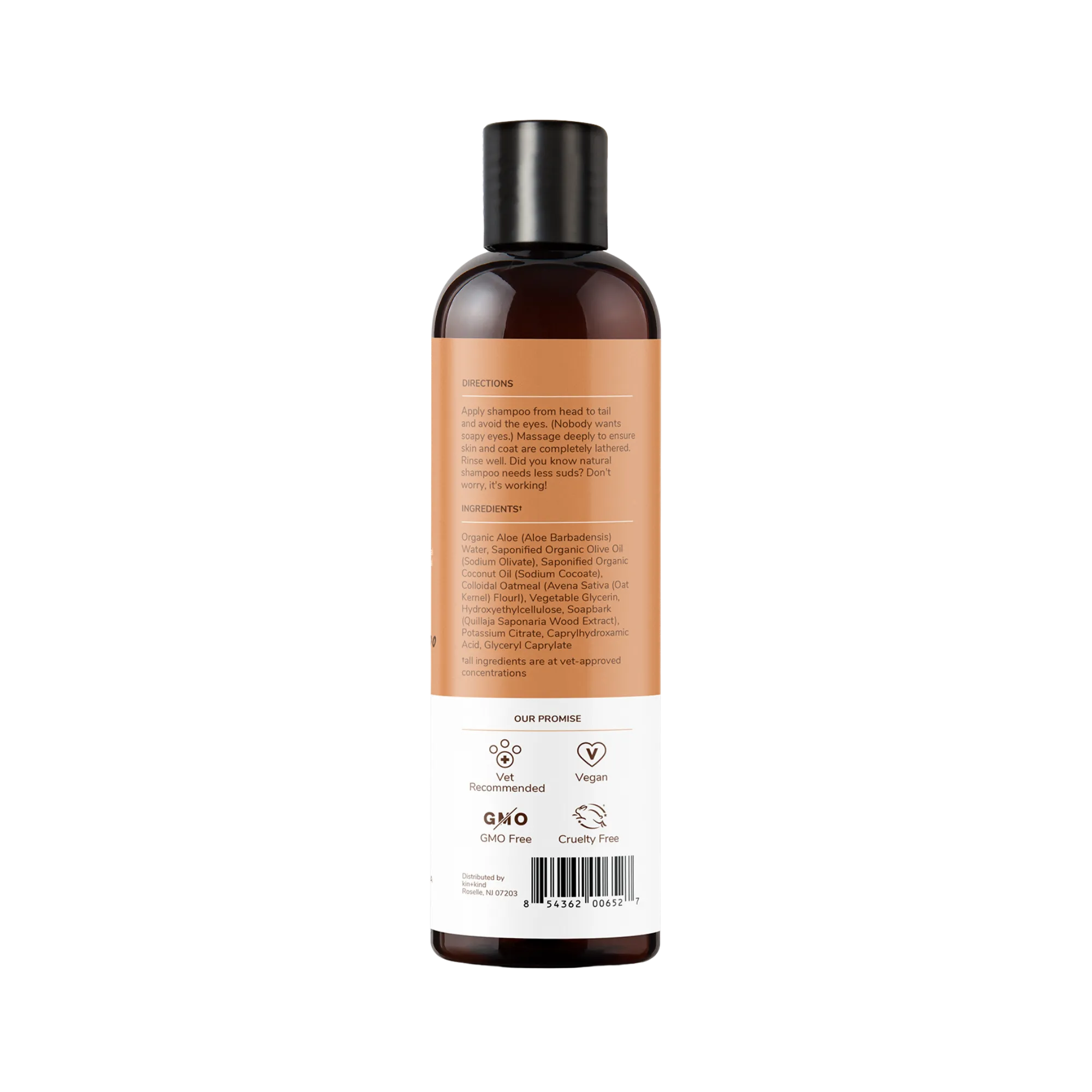 Kin   Kind Sensitive Skin Natural Shampoo for Puppies & Kittens Unscented, 12 oz