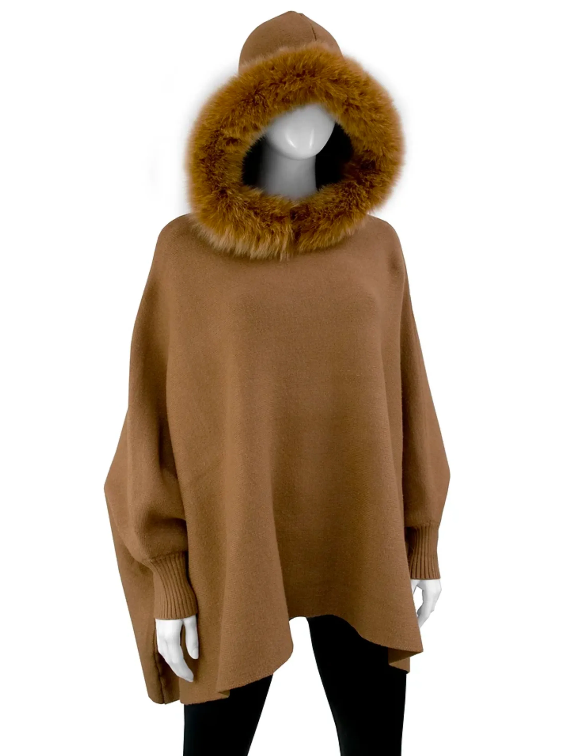 Knit Poncho [Camel-POYUW2]
