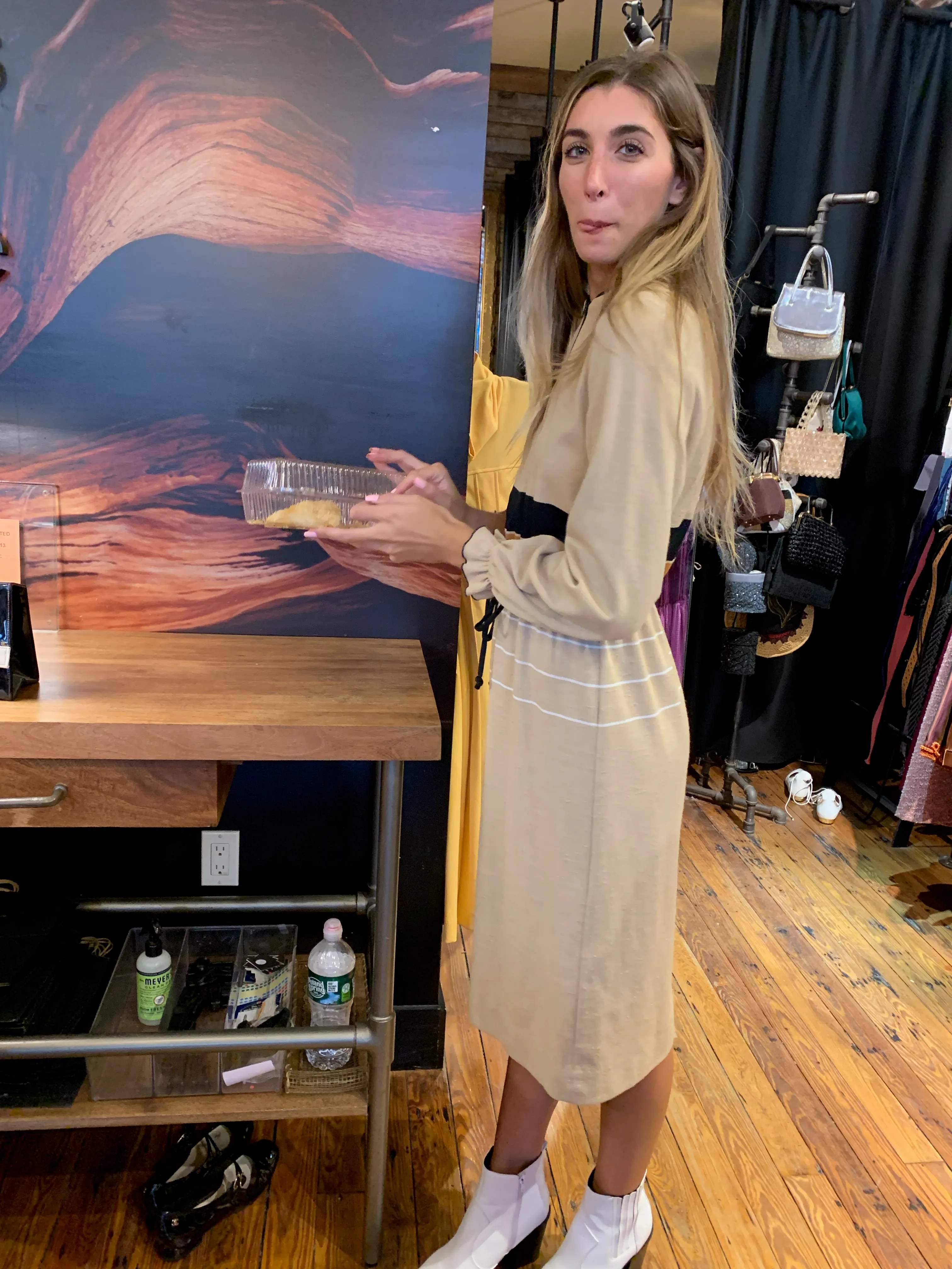 Oatmeal striped dress
