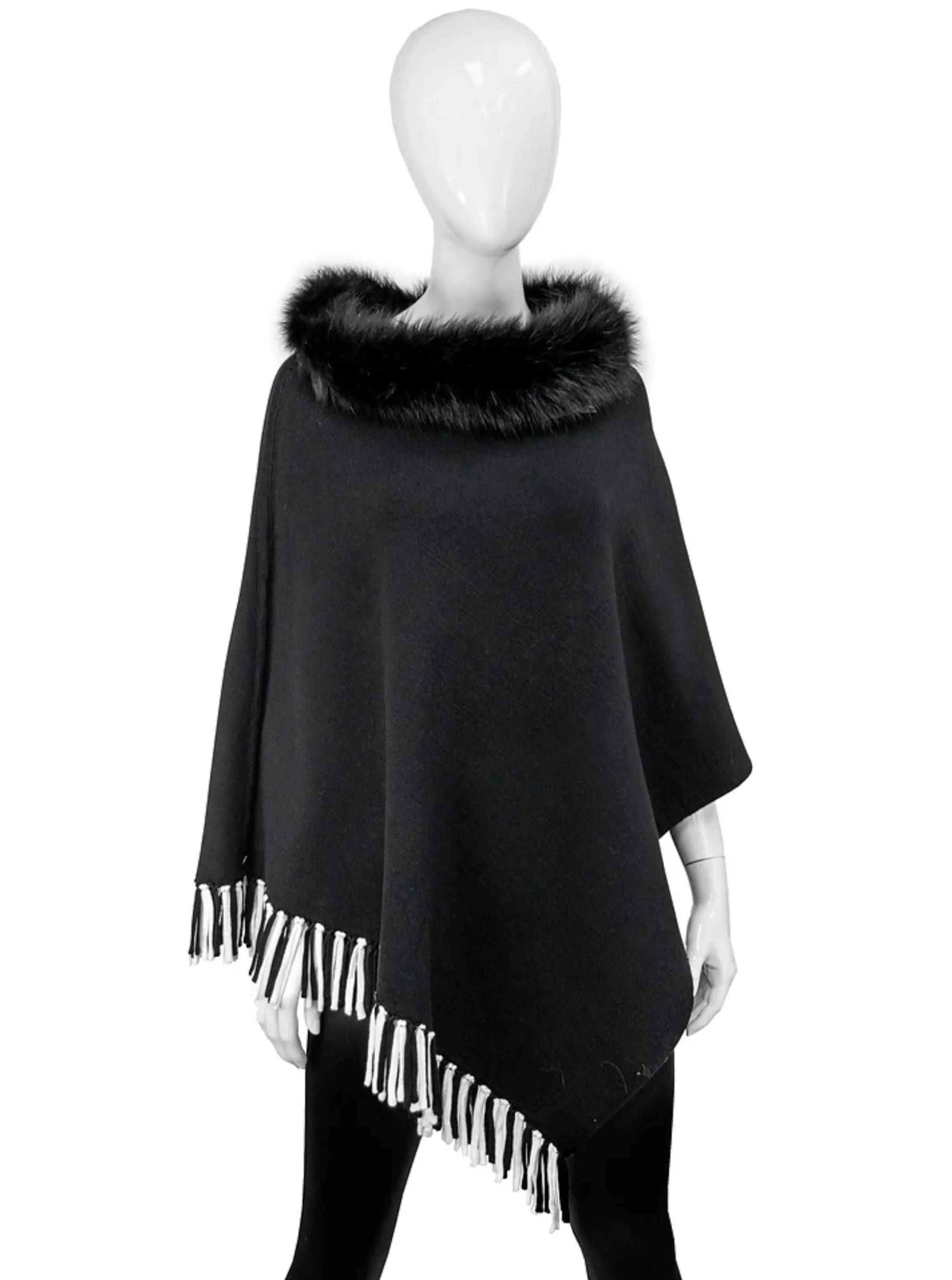 Reversible Poncho [Black/White-POYU10]