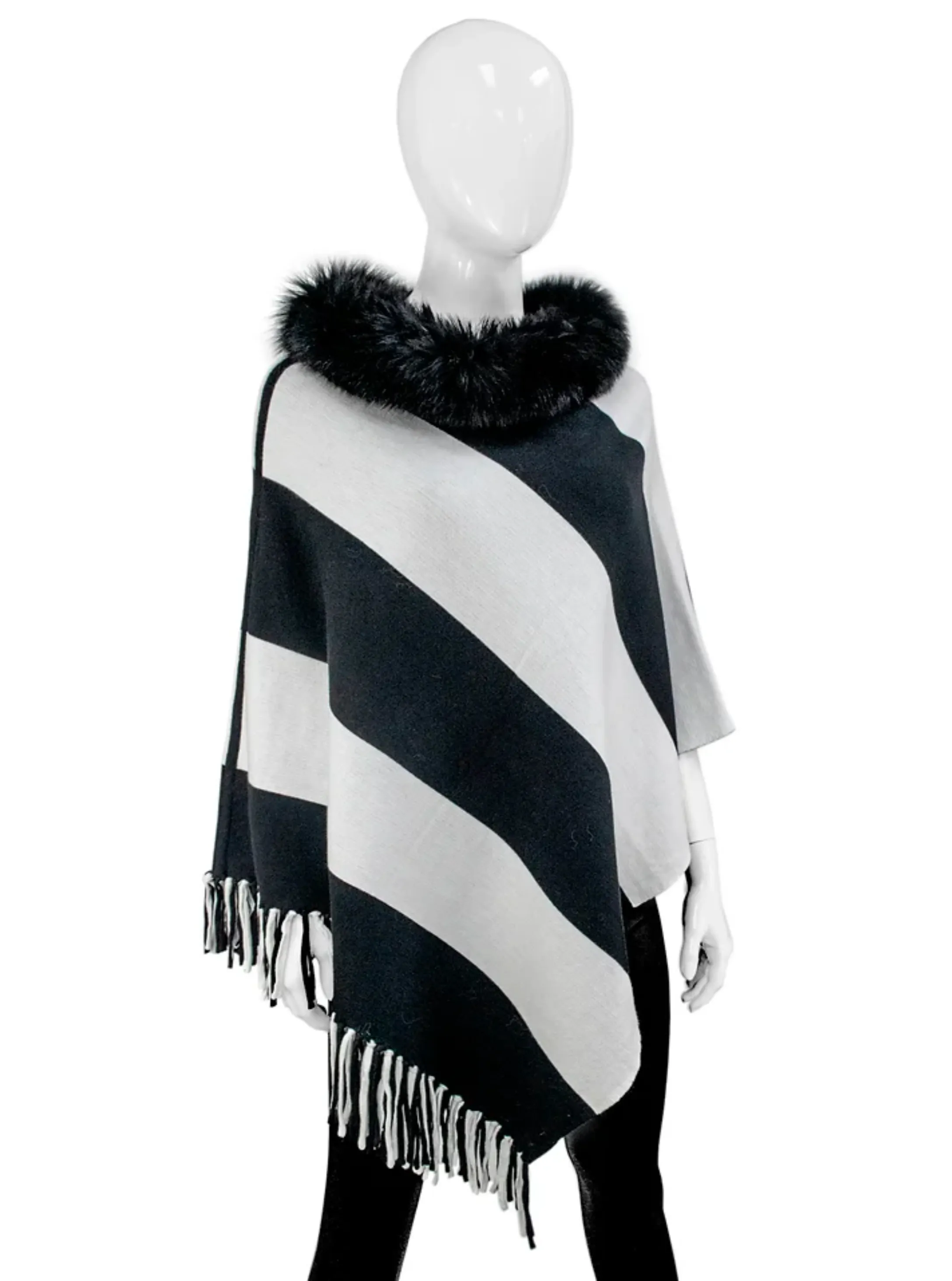 Reversible Poncho [Black/White-POYU10]