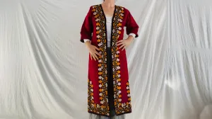 Vintage Silk Coat. Turkmen Silk Chirpy Chapan. Fabulous Embroidery.