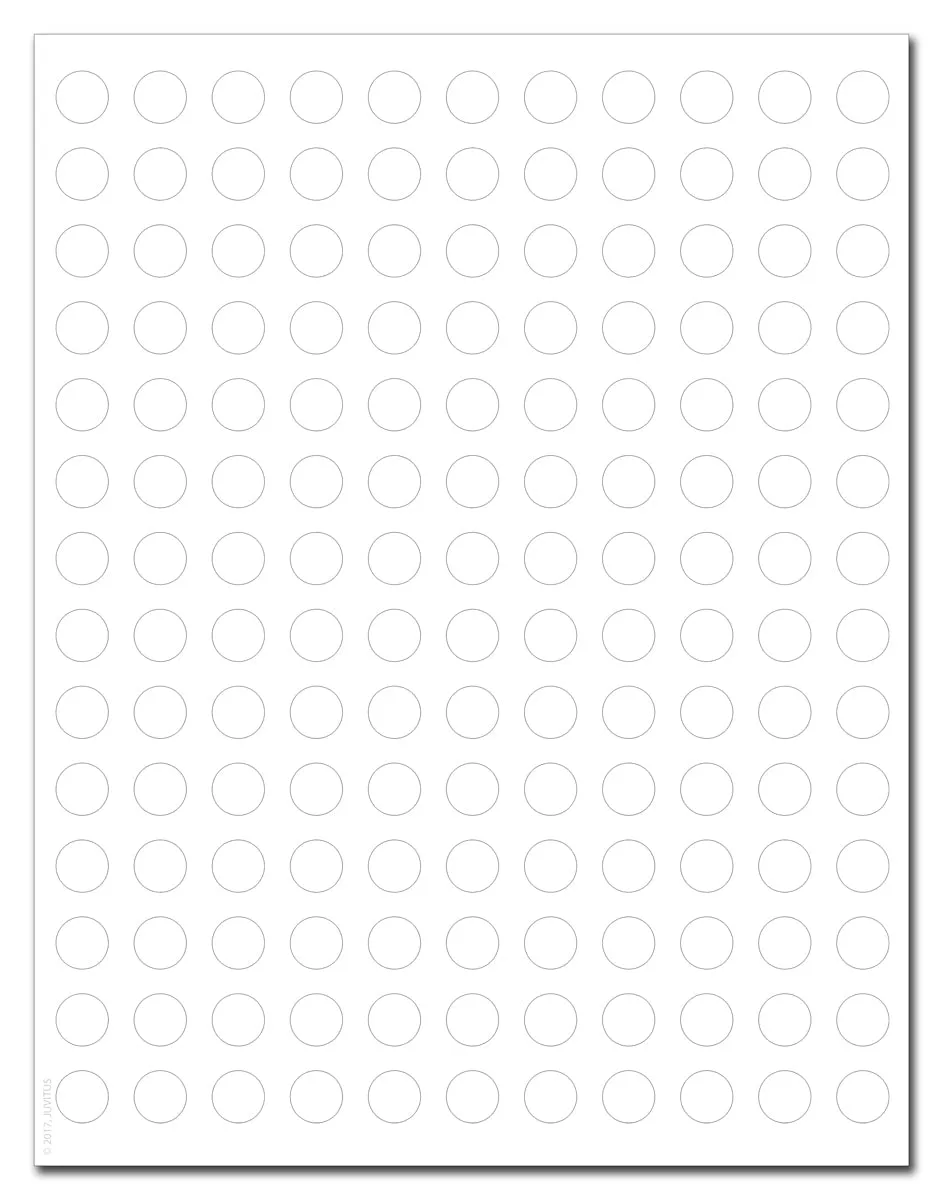 Waterproof White Matte 0.5 Inch Diameter Circle Labels for Laser Printer with Template and Printing Instructions, 5 Sheets, 770 Labels (JC50)