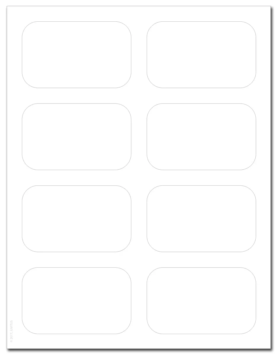 Waterproof White Matte 3.5" x 2.125" Round Corner Rectangle Labels for Laser Printer with Template and Printing Instructions, 5 Sheets,  40 Labels (RG35)