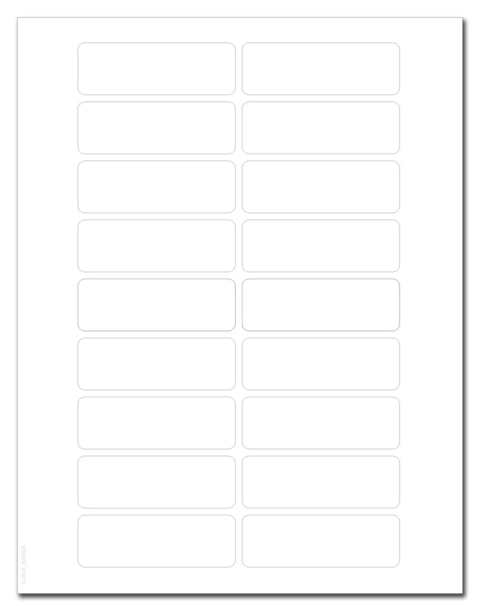 Waterproof White Matte 3" x 1" Round Corner Rectangle Labels for Laser Printer with Template and Printing Instructions, 5 Sheets, 90 Labels (RG31)