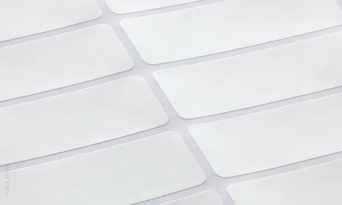 Waterproof White Matte 3" x 1" Round Corner Rectangle Labels for Laser Printer with Template and Printing Instructions, 5 Sheets, 90 Labels (RG31)